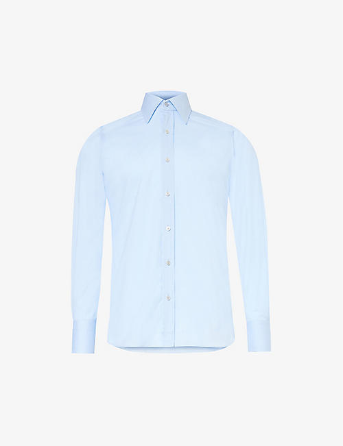 TOM FORD: Straight-point-collar slim-fit cotton-poplin shirt