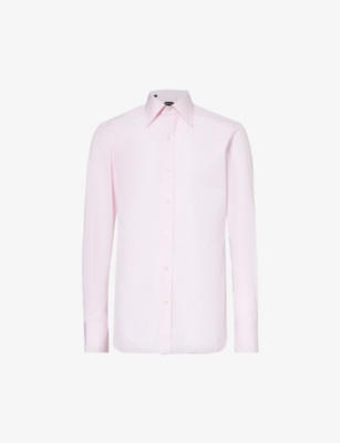 Tom Ford Spread-collar Slim-fit Cotton-poplin Shirt In White & Light Pink