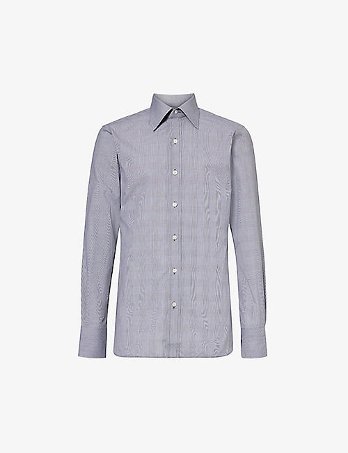 TOM FORD: Prince of Wales check-patterned slim-fit cotton-poplin shirt