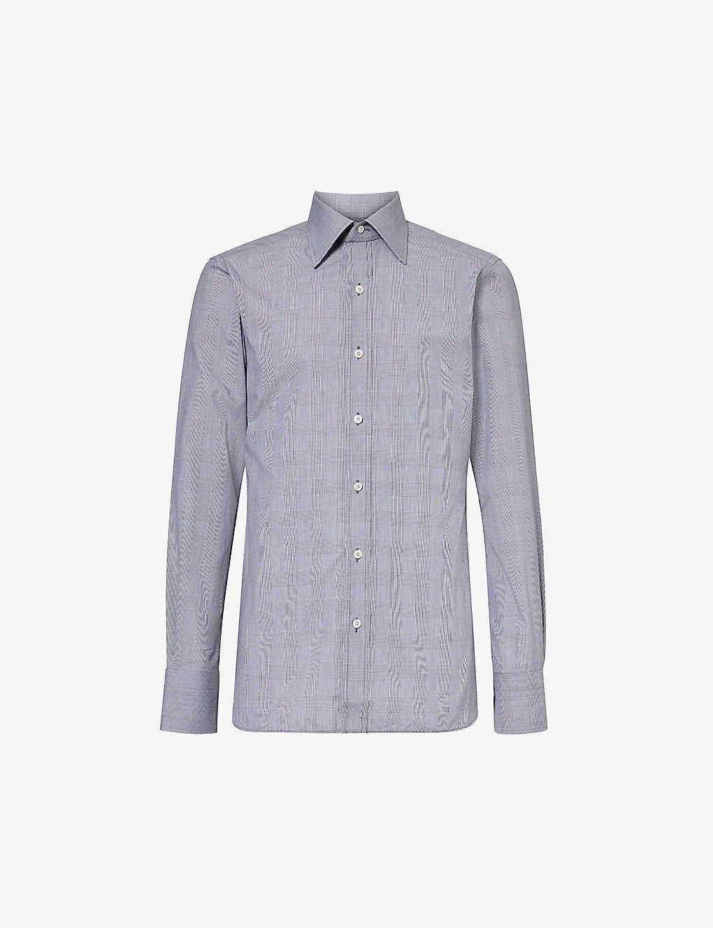 Tom Ford Mens Black Prince Of Wales Check-patterned Slim-fit Cotton-poplin Shirt