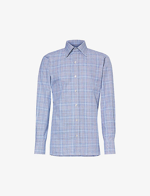 TOM FORD: Spread-collar slim-fit cotton-poplin shirt