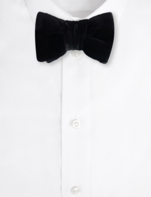 Shop Tom Ford Men's Black Velvet-texture Cotton Bow Tie