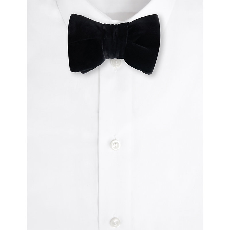 Shop Tom Ford Men's Black Velvet-texture Cotton Bow Tie