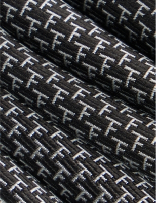 Shop Tom Ford Men's White Brand-pattern Wide-blade Silk Tie