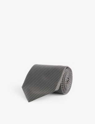 Tom Ford Mens White Brand-pattern Wide-blade Silk Tie