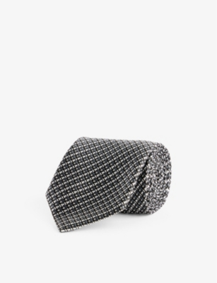 Shop Tom Ford Men's Multicolor Dark Grey Geometric-print Wide-blade Silk Tie