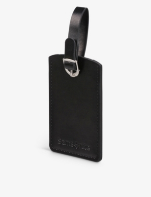 Samsonite Black Logo-embossed Faux-leather Luggage Tag In Black