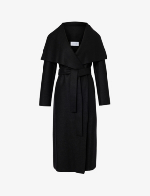 Harris Wharf London Womens Black Volcano Belted Wool Coat