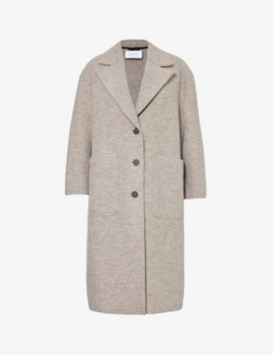 Harris Wharf London Womens Natural Casha Greatcoat Single-breasted Virgin-wool Coat