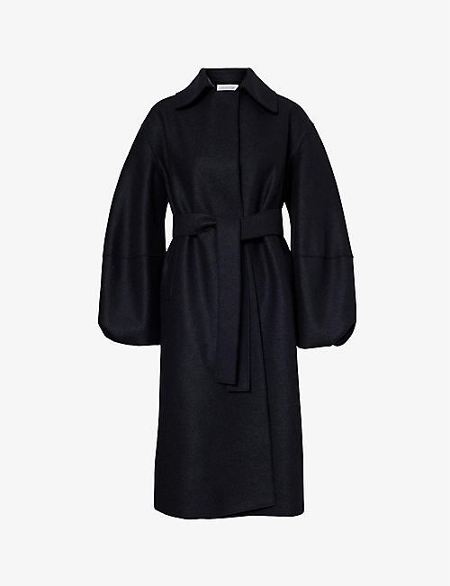 HARRIS WHARF LONDON: Puff-sleeve belted wool coat
