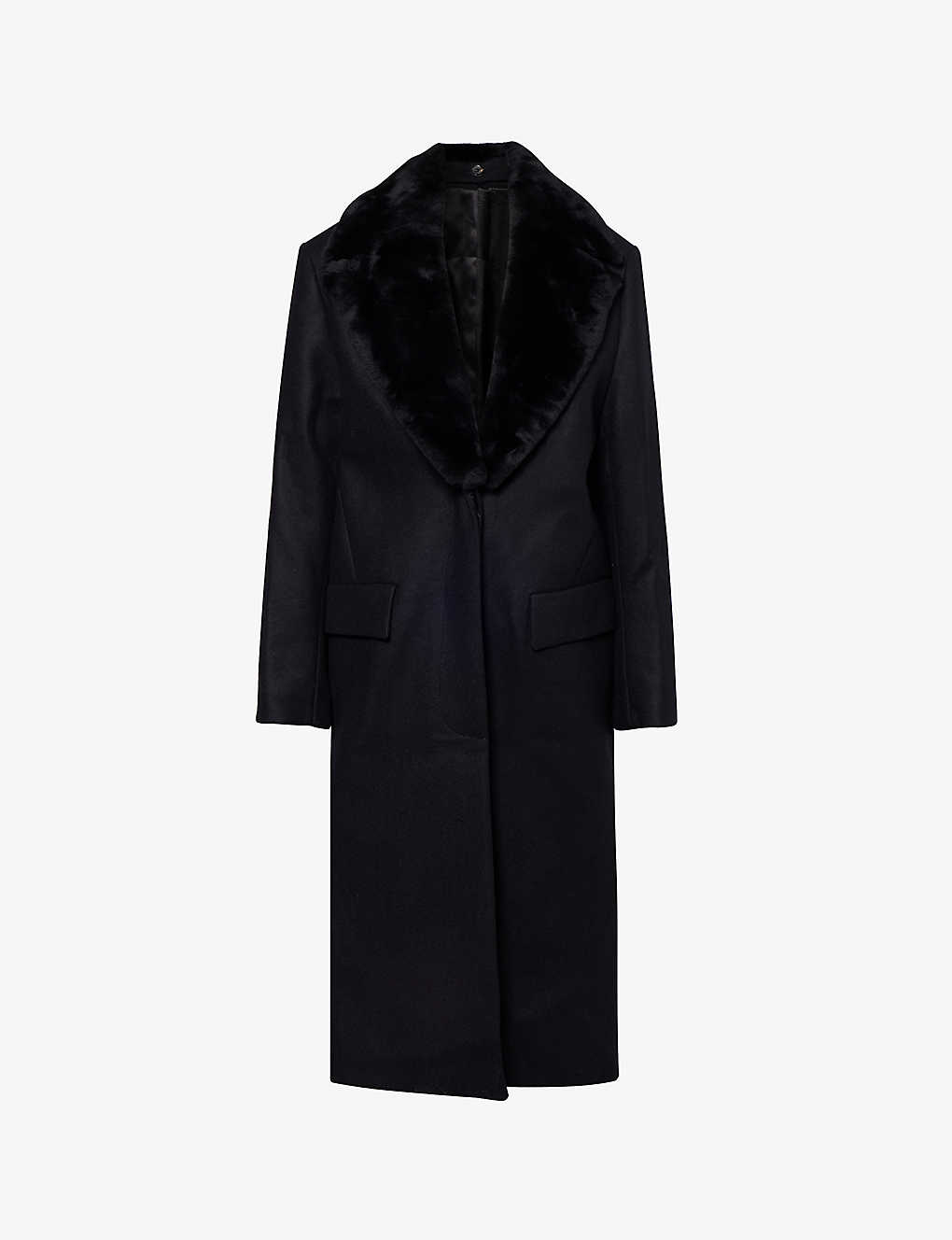 Shop Totême Toteme Womens Black 001 Single-breasted Recycled Wool-blend Coat
