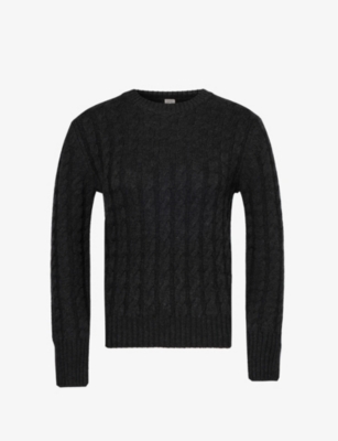 Totême Cable-knit Jumper In Charcoal Melange 019