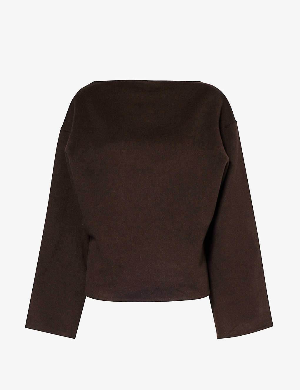 Totême Toteme Womens Chocolate Melange 021 Straight-neck Double-faced Wool Top In Brown