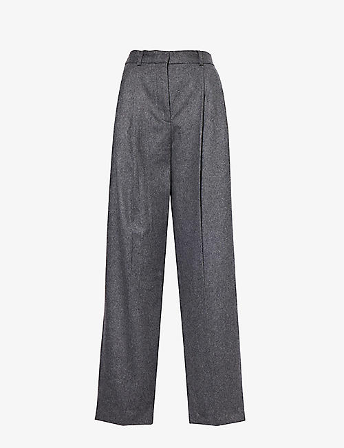 TOTEME: Structured-waist tapered high-rise recycled wool-blend trousers