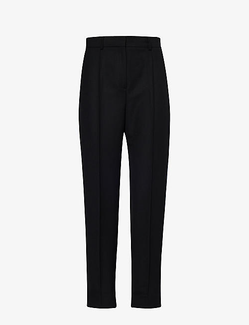 TOTEME: Pressed-crease tapered mid-rise recycled-polyester and wool-blend trousers
