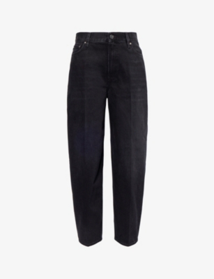 Totême Toteme Fluid Wide Leg Wool Blend Trousers In Faded Black 230