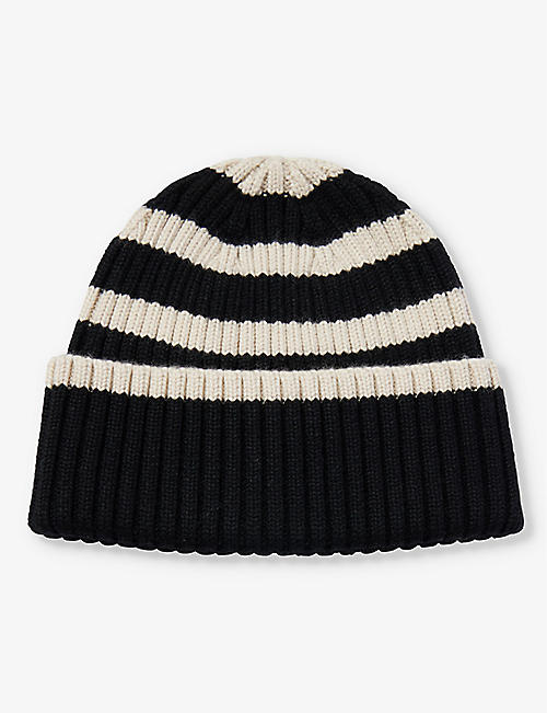 TOTEME: 条纹羊毛毛线帽