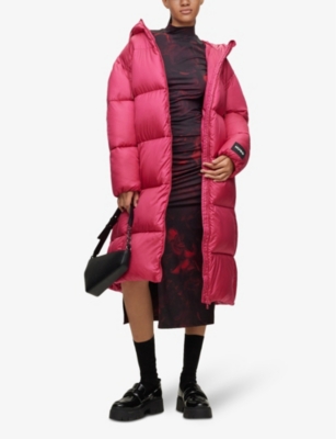 HUGO: Abstract-print slim-fit midi dress