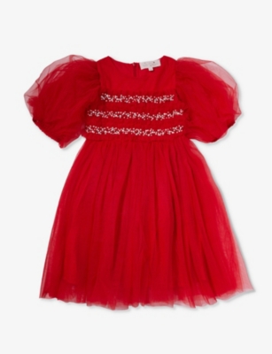 Shop Tutu Du Monde Girls Red Velvet Kids Serephine Embellished Tulle Dress 4-11 Years
