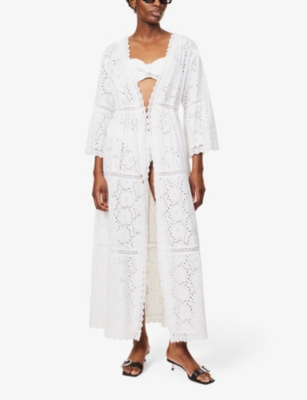 Shop Melissa Odabash Womens White Ava Relaxed-fit Cotton Robe