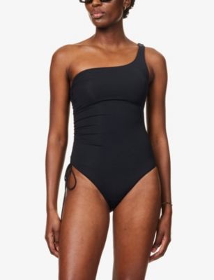 Shop Melissa Odabash Women's Black Bodrum Asymmetric-neck Swimsuit