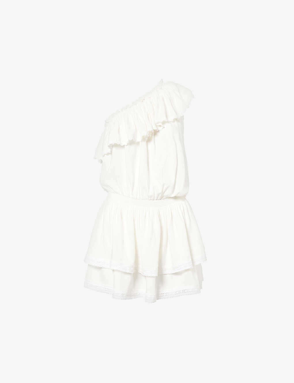 Shop Melissa Odabash Women's Cream Debbie Ruffled-hem Woven Mini Dress