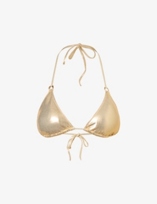 Melissa Odabash Womens Gold Key West Metallic Triangle Bikini Top