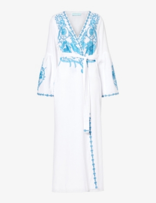 MELISSA ODABASH: Romilly floral-embroidered cotton and linen-blend cover up