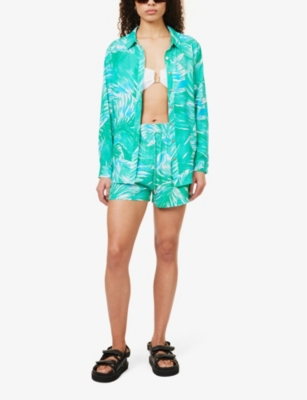 Shop Melissa Odabash Womens Rainforest Annie Abstract-pattern Woven Shorts