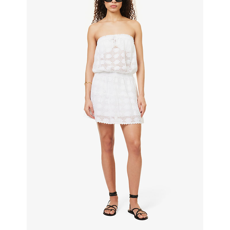 Shop Melissa Odabash Womens White Colette Strapless Cotton Mini Dress