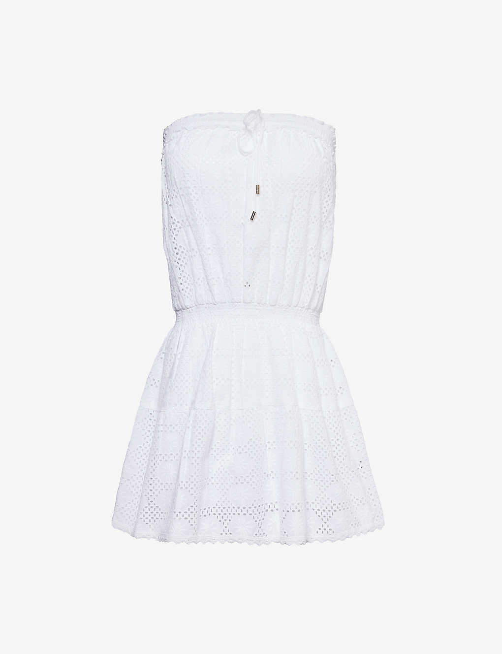 Shop Melissa Odabash Womens White Colette Strapless Cotton Mini Dress