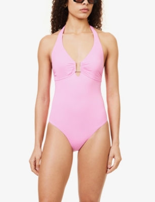 Shop Melissa Odabash Women's Pink Tampa Halter-neck Swimsuit