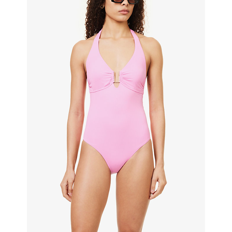 Shop Melissa Odabash Tampa Halter-neck Swimsuit In Pink