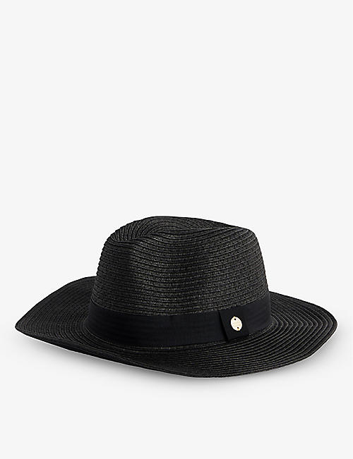 MELISSA ODABASH: Engraved-buckle paper fedora hat