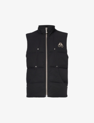 Moose Knuckles Mens Black Montreal Brand-plaque Cotton-blend-down Gilet