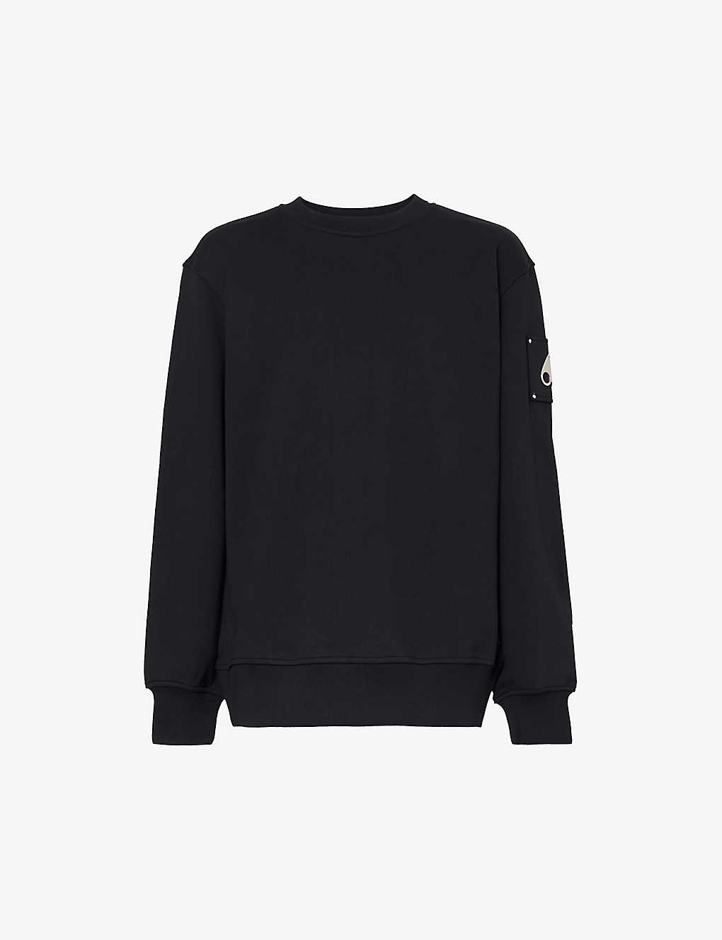 Shop Moose Knuckles Hartsfield Brand-motif Cotton-jersey In Black