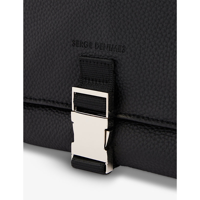 Shop Serge Denimes Brand-debossed Faux-leather Jewellery Pouch In Black