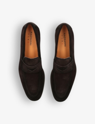 Magnanni Mens Mid Brown Diezma Suede Penny Loafers In Mid Brown