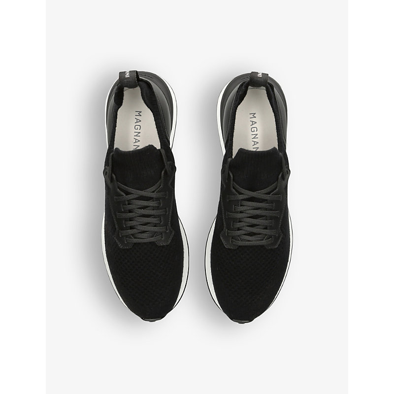 Shop Magnanni Men's Black Grafton Knitted Low-top Trainers
