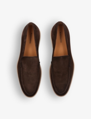 Magnanni Paraiso Tonal-stitching Suede Loafers In Dark Brown