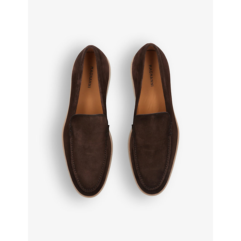 Shop Magnanni Men's Dark Brown Paraiso Tonal-stitching Suede Loafers