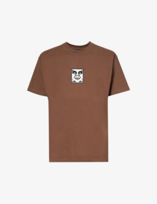 Obey Mens Sepia Icon Brand-print Cotton-jersey T-shirt