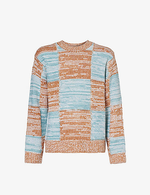 OBEY: Dominic contrast-panel regular-fit knitted jumper