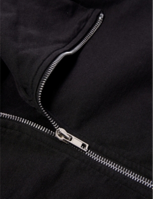 Rick Owens Boys Black Kids Mountain Asymmetric-zip Cotton-jersey Hoody 6-12 Years In Black