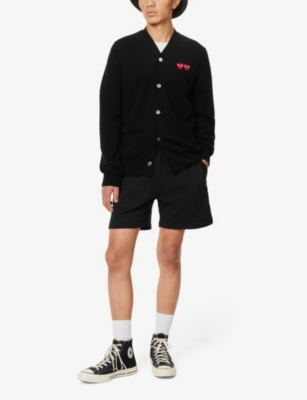 COMME DES GARCONS PLAY: Logo-embroidered V-neck wool-knit cardigan