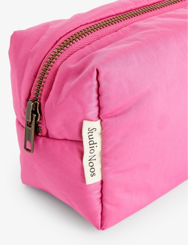 Pink Puffy woven-blend pouch