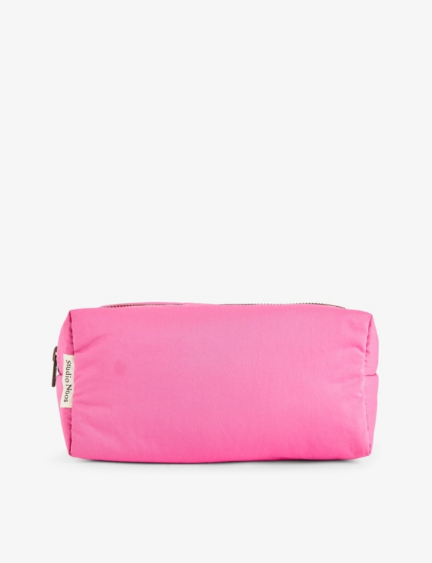 Pink Puffy woven-blend pouch