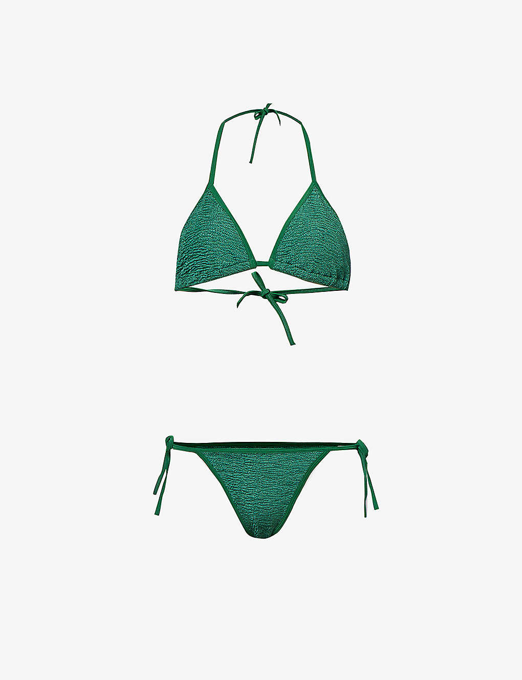 Hunza G Womens Metallic Forest Green Gina Crinkled-texture Bikini