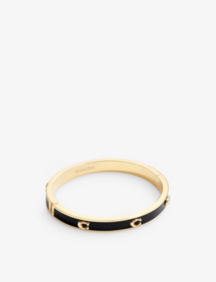 Coach Tabby Enamel Hinged Bangle Bracelet - Women's Bracelets - Gold/Black