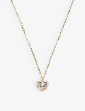 COACH Stone Heart crystal-embellished brass pendant necklace